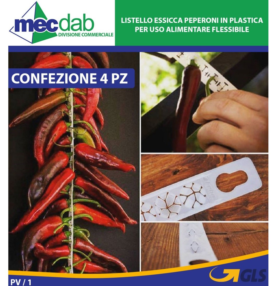 Listello Essicca Peperoni in Plastica Per Uso Alimentare Flessibile Conf. 4 Pz|3,60 €