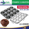 Stampo Forma 12 Muffin 34 x 26 Cm Antiaderente Tescoma