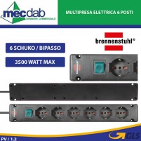 Ciabatta Multipresa Elettrica 6 Posti 3 Metri 6 Schuko / Bipasso 3500W Bremounta|16,90 €