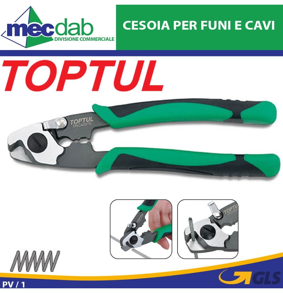 Cesoie Per Funi Cavi e Trefoli Toptul Taglia Funi D'acciaio Ø 4 mm|49,90 €