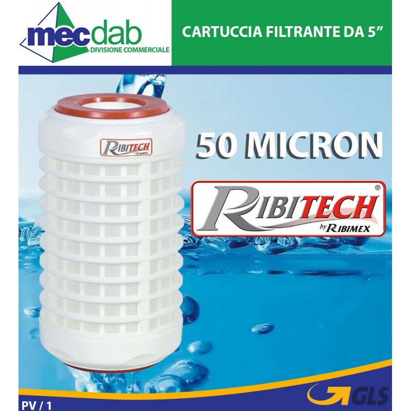 Cartuccia Filtrante 5" Lavabile Anti-fango 50 Micron Ribitech PRFIL5CFL