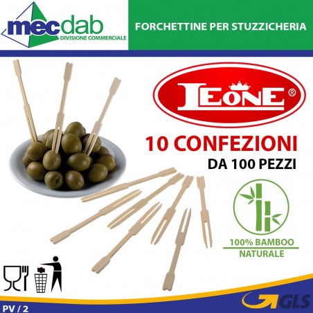 Forchettine in Legno Compostabili per Catering Confezione da 1000 8,5 Cm Leone | Mec.Dab SRL | Leone Decorazioni
