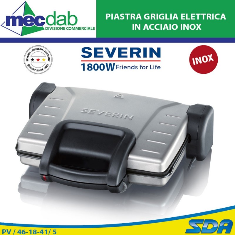 Piastra Griglia Elettrica in Acciaio Inox 1800W Severin - KG2389