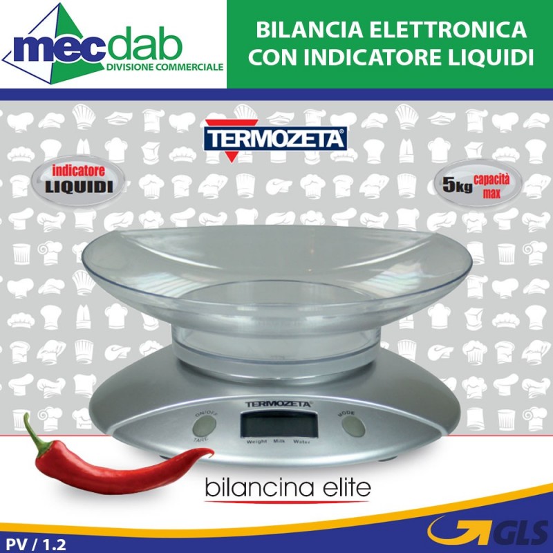 Bilancia Elettronica Digitale Da Cucina Indicatore Liquidi 5 Kg Termozeta