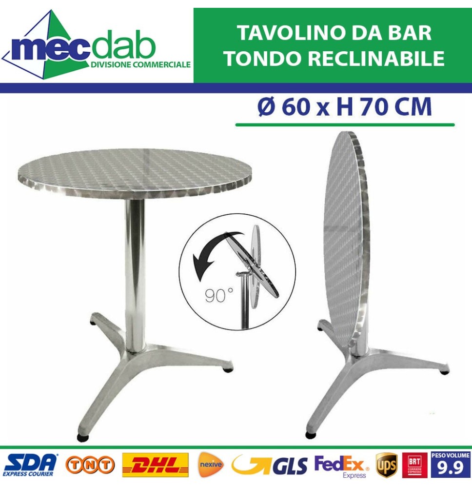 Tavolino Da Bar Reclinabile In Alluminio Con Base 3 Piedi Struttura In Alluminio|49,00 €