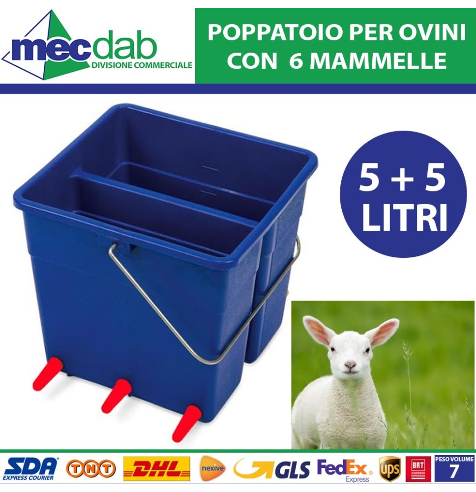 Secchio Poppatoio Per Allevamento Ovini Con 6 Mammelle 5 + 5 LT|27,00 €