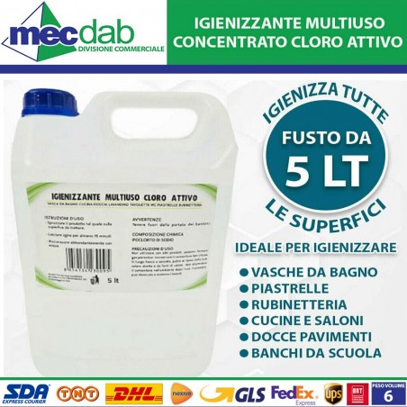 Igienizzante Multiuso Cloro Attivo Per Superfici Ed Ambienti Tanica 5 LT | Mec.Dab SRL | Generica - Senza Marca