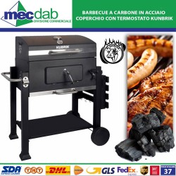 BBQ Barbecue a Carbone in Acciaio Coperchio con Termostato Kunbrik El Gaucho