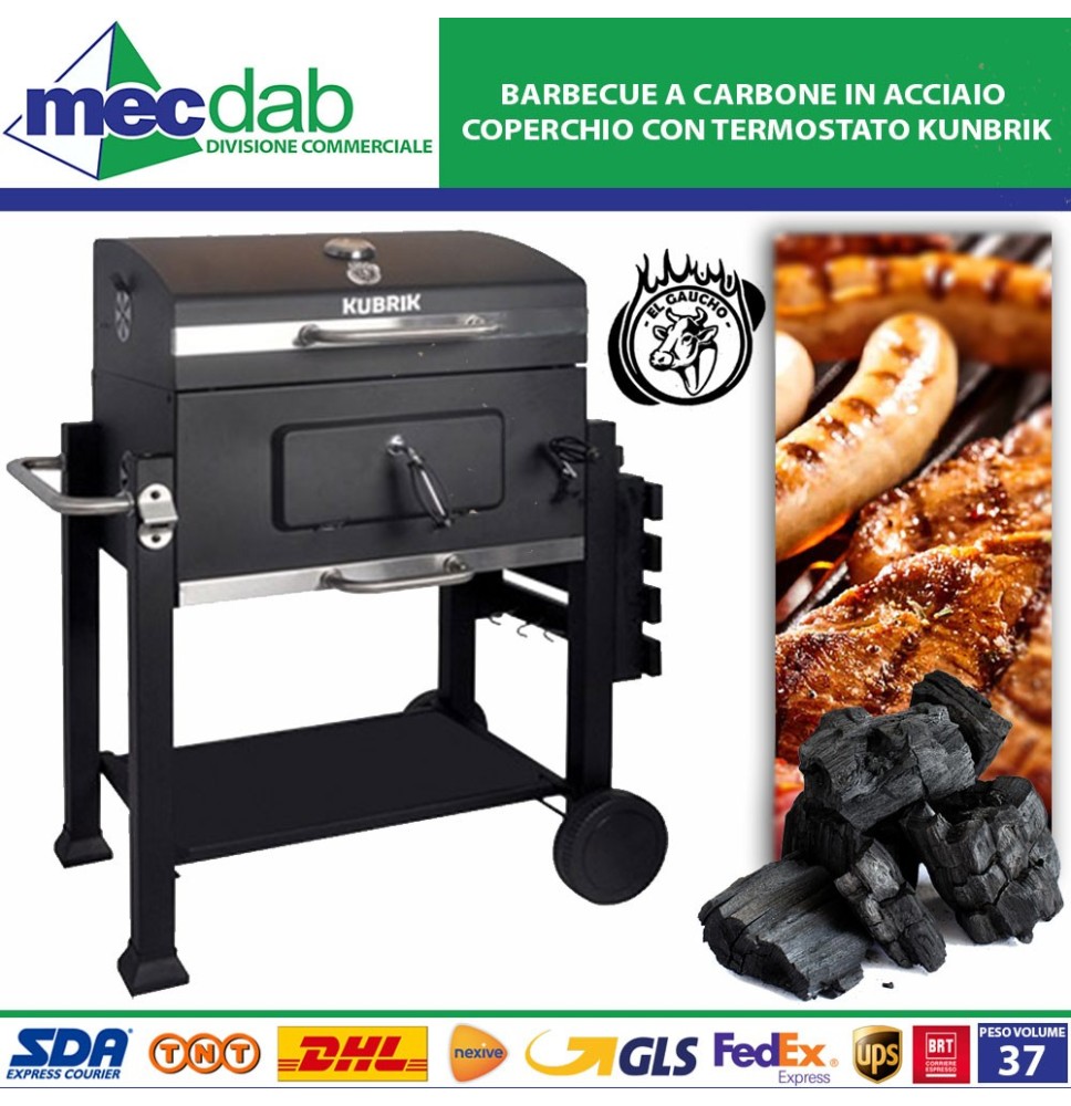 BBQ Barbecue a Carbone in Acciaio Coperchio con Termostato Kunbrik El Gaucho|170,90 €
