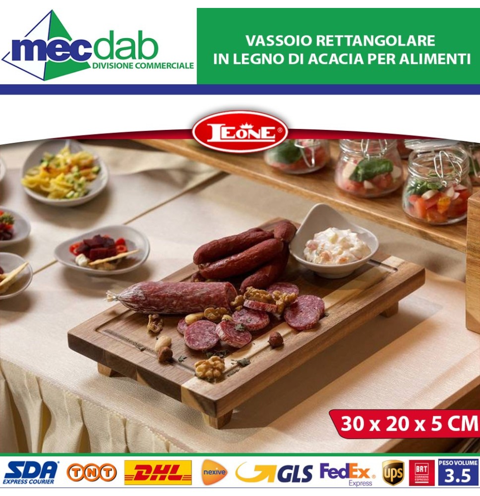 Vassoio Rettangolare in Legno di Acacia Per Alimenti Varie Dimensioni Leone|15,70 €