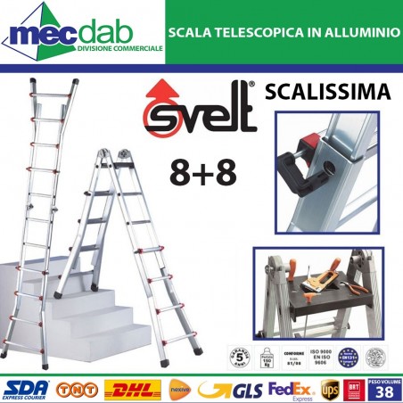 Scala Telescopica in Alluminio Scalissima Svelt Varie Misure Disponibili | Mec.Dab SRL | Generica - Senza MarcaFerramenta Ed Edilizia |