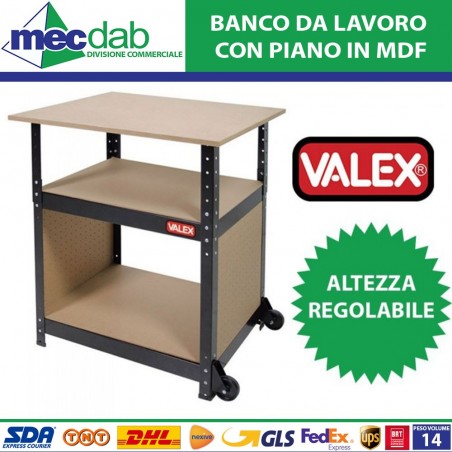 Banco Da Lavoro Piano In MDF Altezza Regolabile 69x51xH 83 Cm Valex 1610053