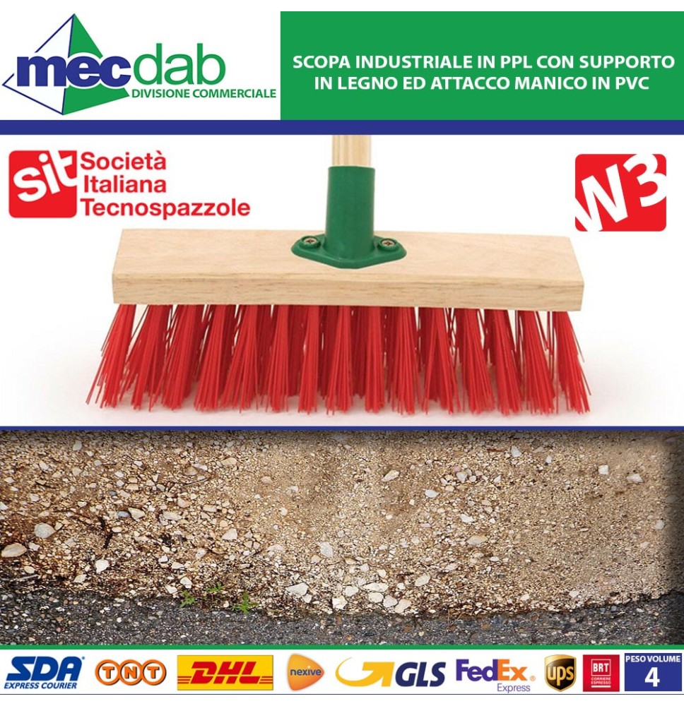 Scopa Industriale In PPL Con Supporto In Legno Ed Attacco Manico In PVC SIT W3|14,90 €