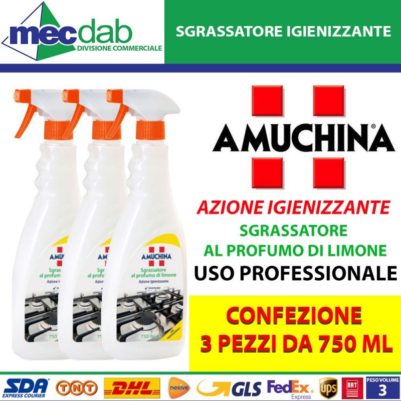 Amuchina Spray Sgrassatore Igienizzante Profumato Al Limone 3 x 750 ML|Amuchina