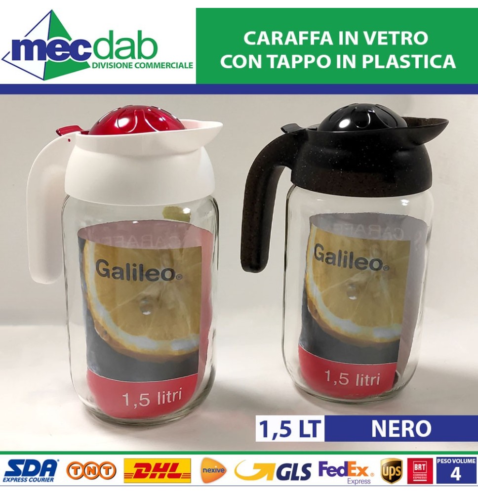 Caraffa in Vetro con Tappo in Plastica 1,5 LT Vari Colori Galileo|4,70 €