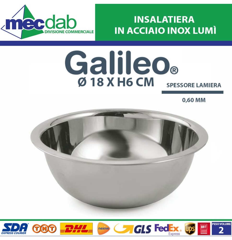 Insalatiera In Acciaio inox Ø 18 x h6 Cm Lumì Galileo|3,30 €