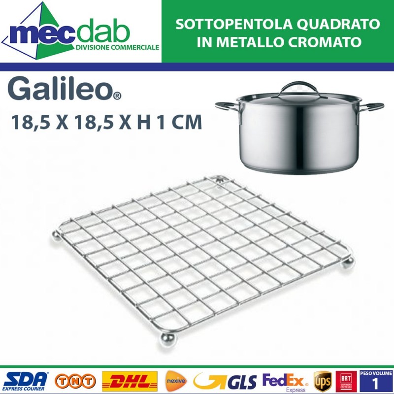 Sottopentola Quadrato in Metallo Cromato 18,5 x 18,5 x h 1 Cm Galileo|Galileo