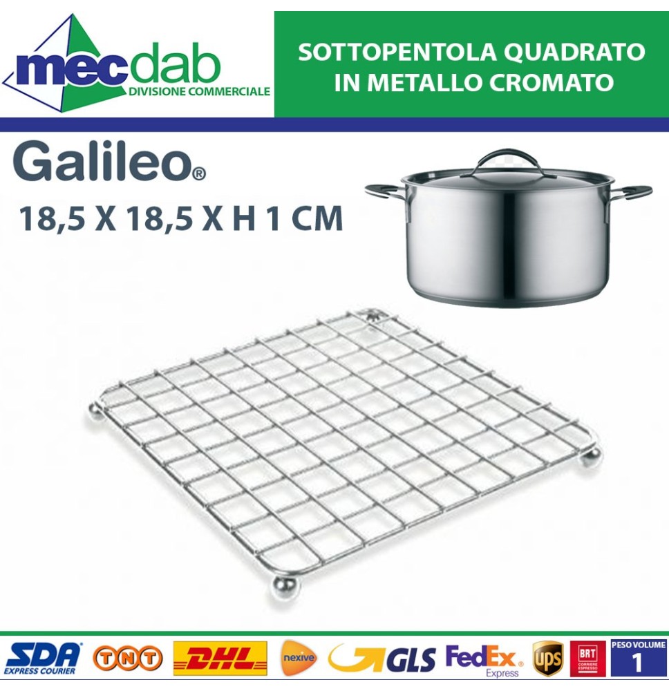 Sottopentola Quadrato in Metallo Cromato 18,5 x 18,5 x h 1 Cm Galileo|3,99 €