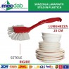 Spazzola Lavapiatti con Setole Rigide Stilo in Plastica Rossa 25 Cm|Generica - Senza Marca