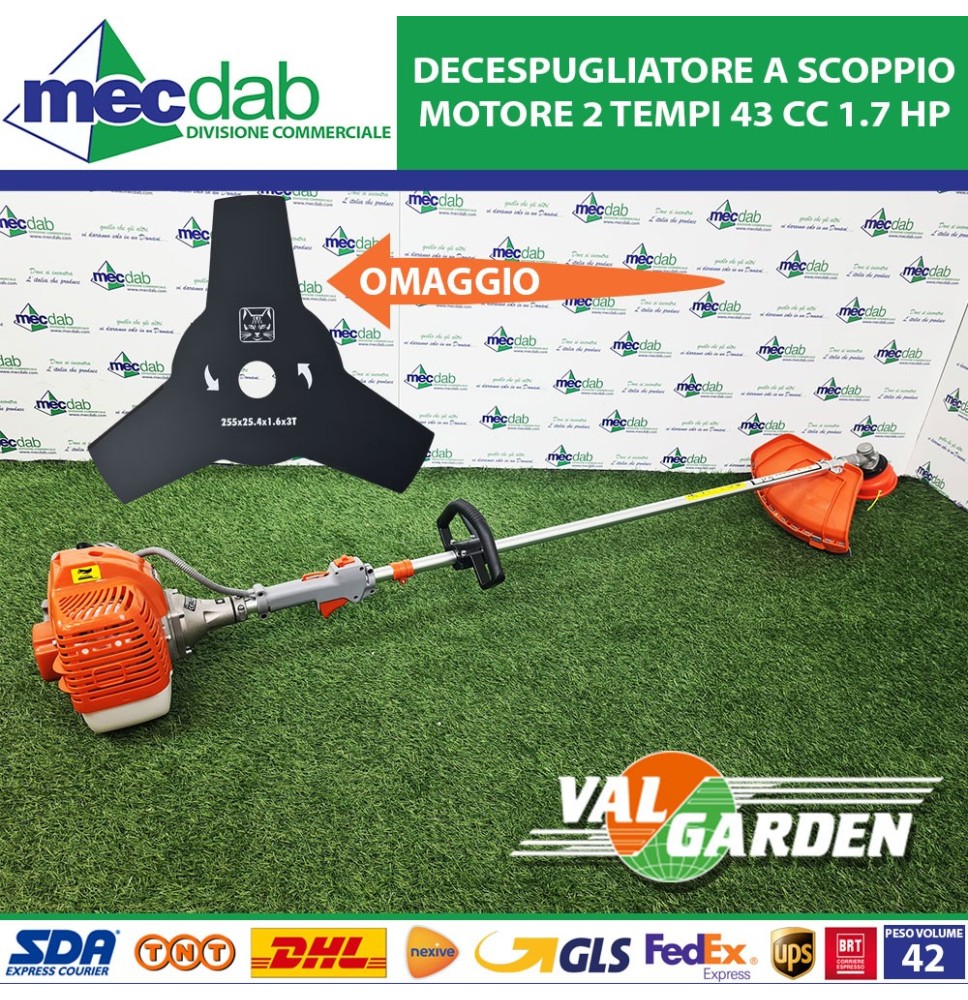 Decespugliatore a Scoppio 2 Tempi 43cc 1.7HP Con Filo Testina e Lama - JET 430T|220,00 €
