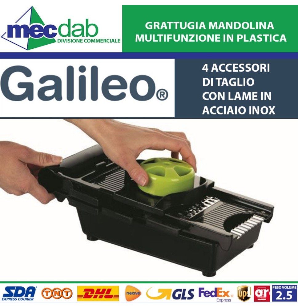 Grattugia Mandolina Multifunzione In Plastica con Lame in Acciaio Inox Galileo|16,50 €