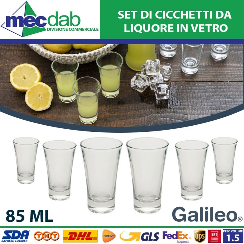 Set di Cicchetti da Liquore in Vetro 6 Pezzi 85 ml Praga Galileo|Galileo