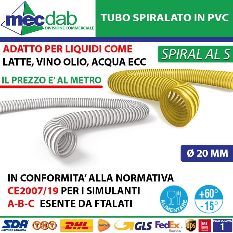 Tubo Spiralato in PVC Per Alimenti Travaso Vino Acqua Ø 20 a 200 mm Prezzo a MT | Mec.Dab SRL | RRITALIAEnologia |