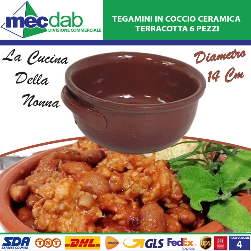 Tegamini in Coccio Di Ceramica Terracotta 6 Pezzi La Cucina Della Nonna|Generica - Senza Marca