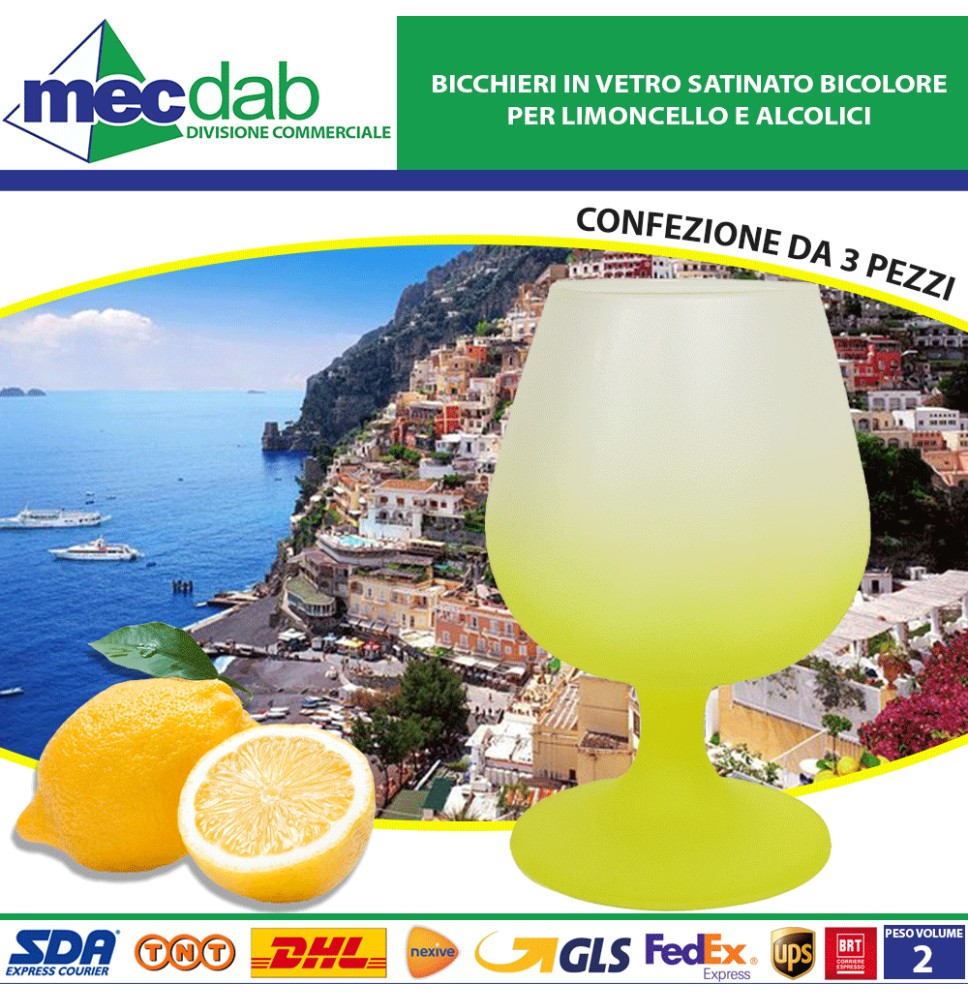 Bicchieri in Vetro Satinato Bicolore per Limoncello e Alcolici 3 Pezzi|5,99 €