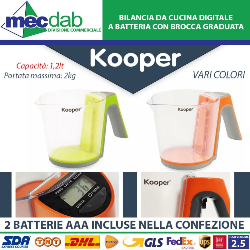 Bilancia da Cucina Digitale a Batteria con Brocca Graduata Dafne Kooper|Kooper