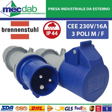 Presa CEE 230V / 16A 3 Poli Presa Esterna In Plastica M / F - 2+N Brennensthul | Mec.Dab SRL | BrennenstuhlFerramenta Ed Edilizia |