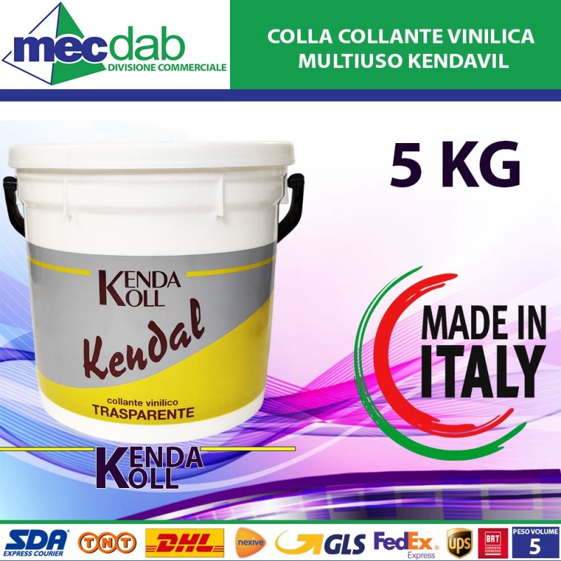 Collante Vinilico Trasparente Professionale Made in Italy 5KG Kenda Koll-Kendal