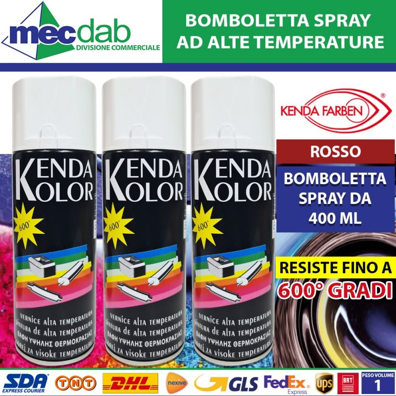 Bomboletta Spray Vernice Ad Alta Temperatura Kenda Kolor 400 ML Vari Colori|Kenda Farben