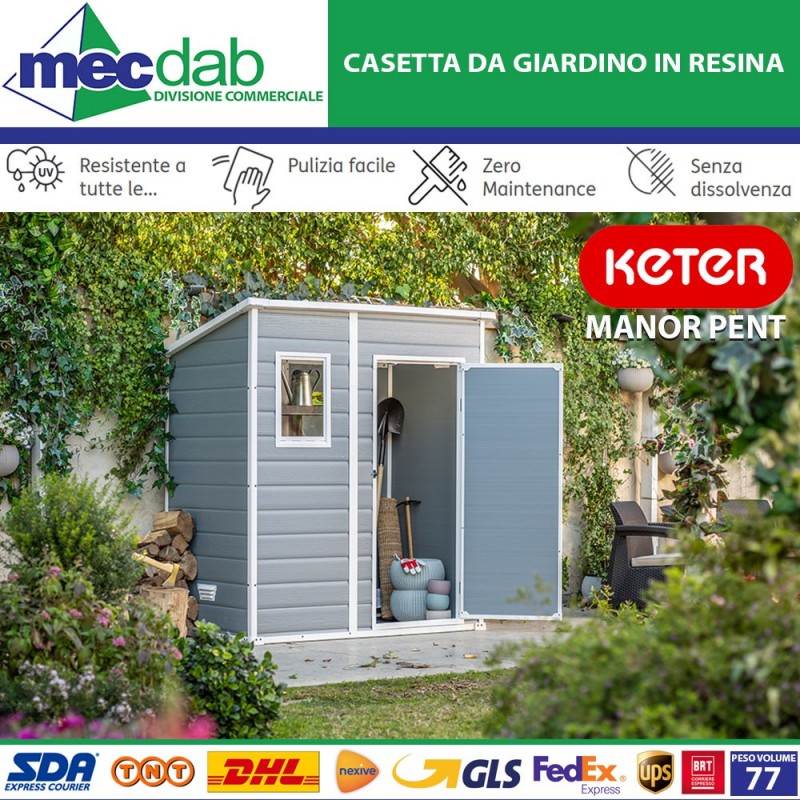 Casetta Da Giardino In Resina Resistente Ai Raggi UV Keter Manor 183x111x200 Cm | Mec.Dab SRL | Keter