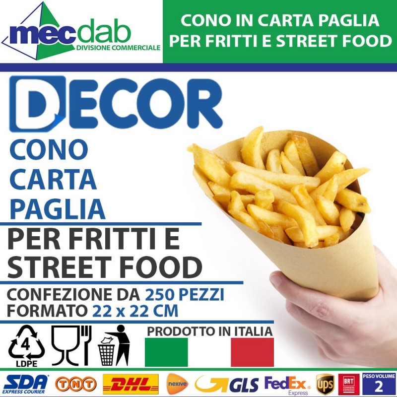 Cono Porta Fritti In Carta Paglia Cerata Confezione 250 Pezzi - Decor | Mec.Dab SRL | DecorHotel, Restaurant & Café |8021464007192