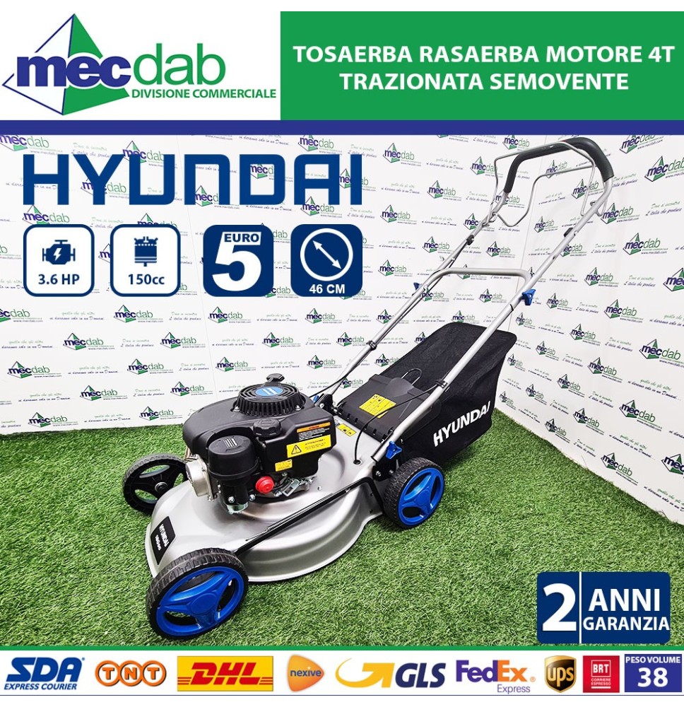 Tosaerba Rasaerba Trazionata a Scoppio 4 Tempi 150CC 3.6HP 55L  Euro 5 Hyundai 65470A|343,90 €