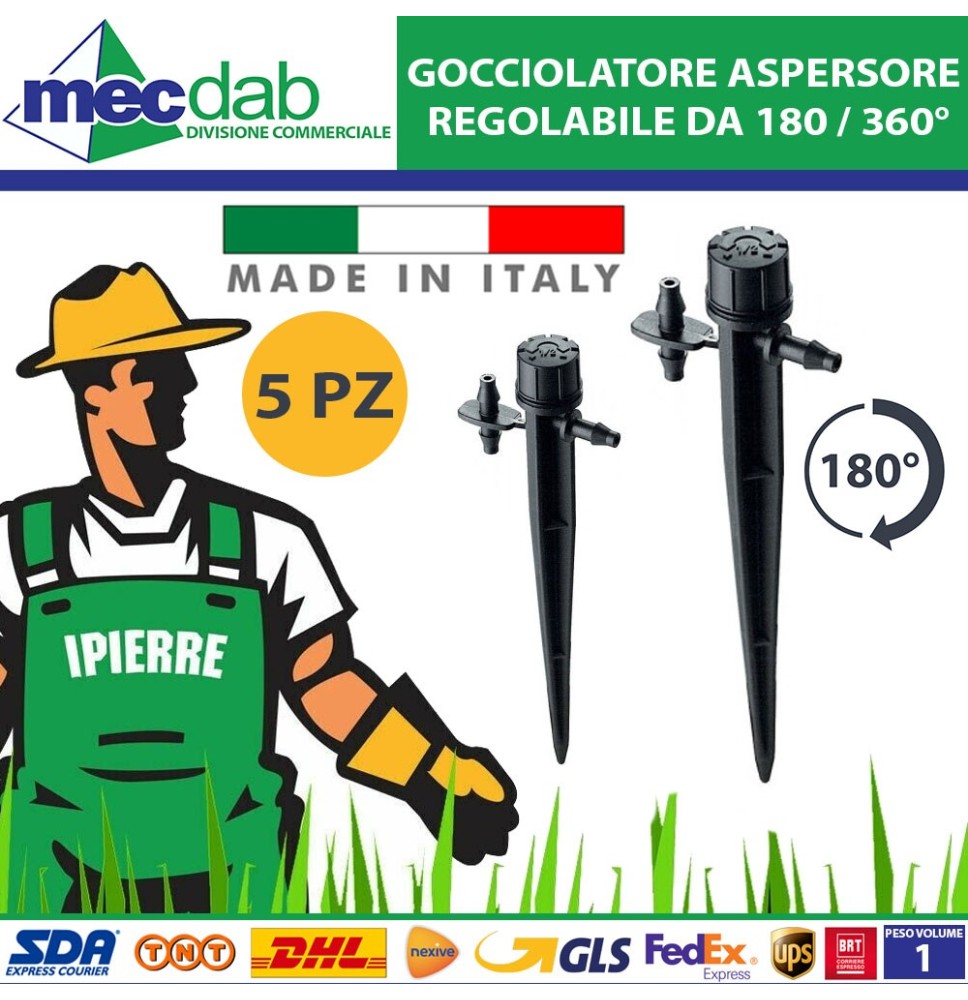 Gocciolatore Aspersore Regolabile 180 / 360° Per Irrigazione Giardino Ø 4 x 6 mm Ipierre|6,00 €