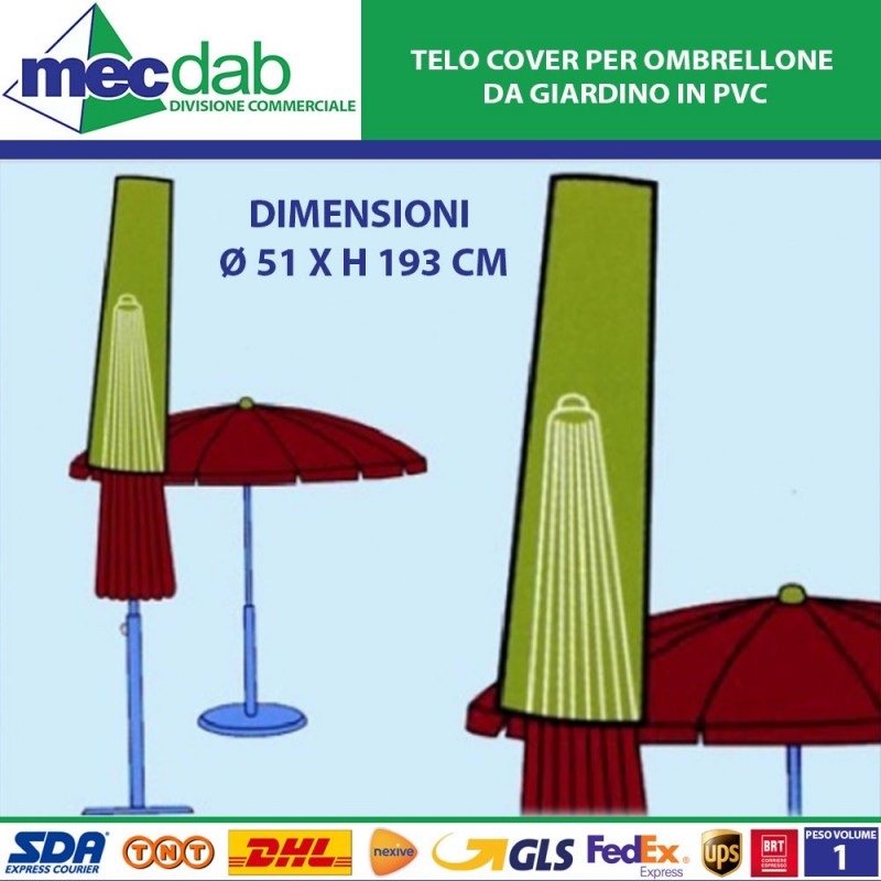 Telo Cover Per Ombrellone da Giardino in PVC Ø 51x h193 Cm Garden De Luxe|Generica - Senza Marca