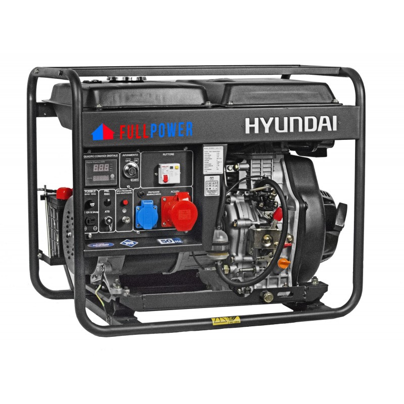 Generatore Di Corrente Diesel Trifase 6Kw 12 HP 456 cc 14LT Hyundai DHY6000LE-3|Hyundai