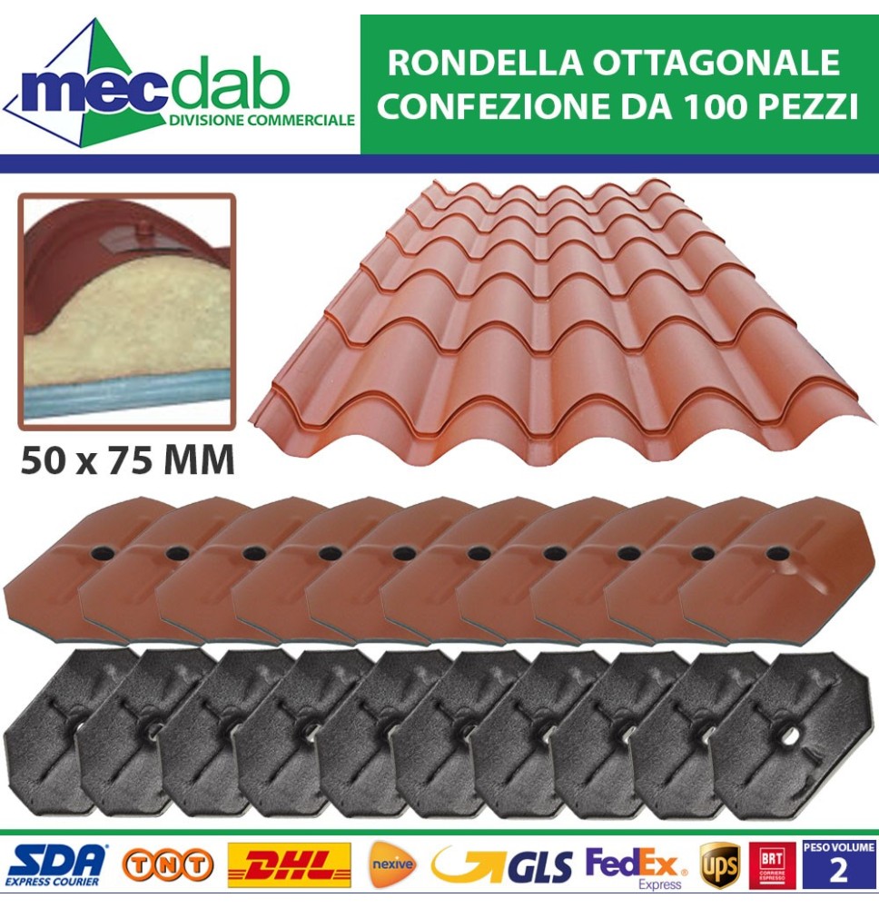 Rondella Ottagonale In Acciaio Con Guarnizione Espansa Finitura Tegola Rossa|37,00 €