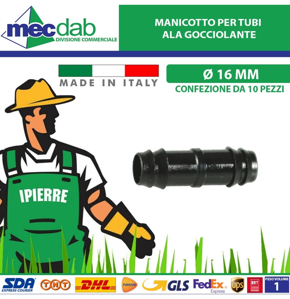 Manicotto per Tubi Ala Gocciolante Conf. 10 Pezzi 16 mm Ipierre Garden|3,00 €