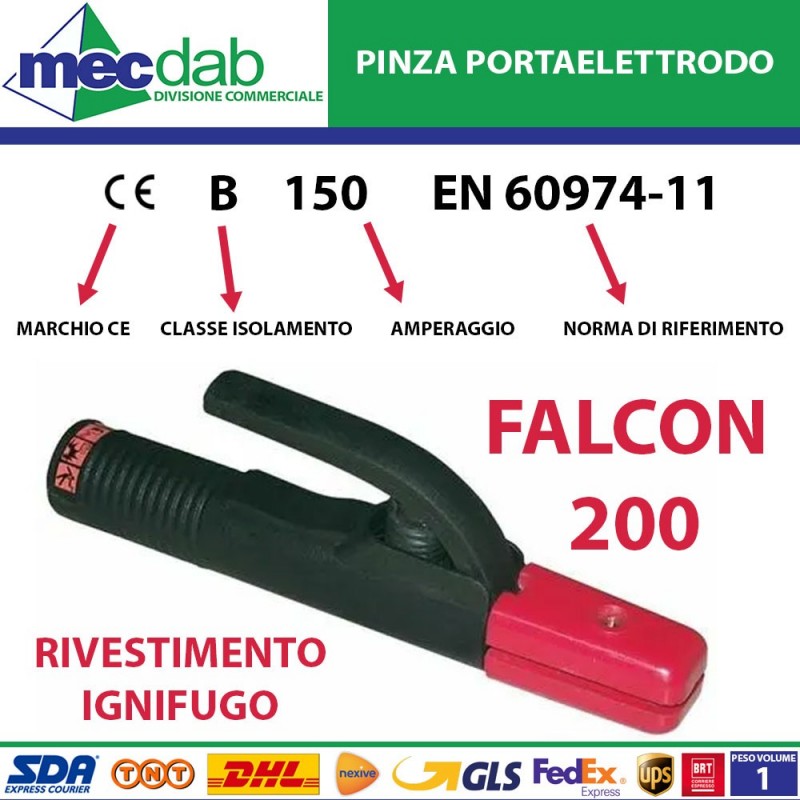Pinza Portaelettrodo Per Saldatura Ferro MMA Falcon 200 Rivestimento Ignifugo|Generica - Senza Marca