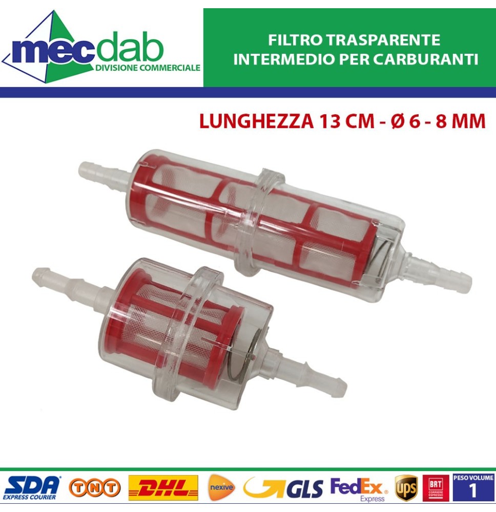 Filtro Trasparente Intermedio per Carburanti Varie Dimensioni|5,10 €