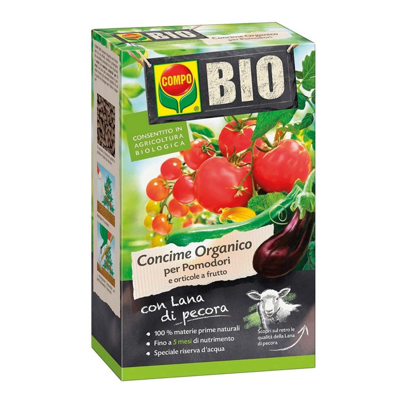Concime Organico Granulare per Pomodori con Lana di Pecora COMPO Bio 750 Gr|Generica - Senza Marca