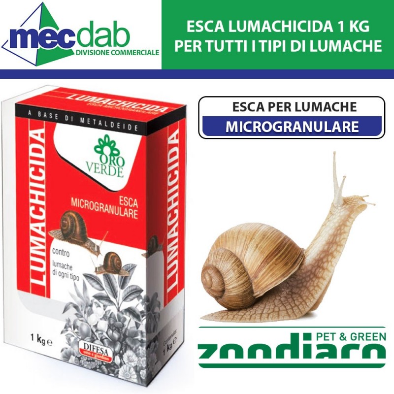 Esca Lumachicida Microgranulare 1Kg  Per Tutti i Tipi di Lumache Oro verde | Mec.Dab SRL | Zoodiaco