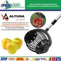 Rullo Cestello Raccoglifrutta con Manico in Alluminio Telescopico Altuna