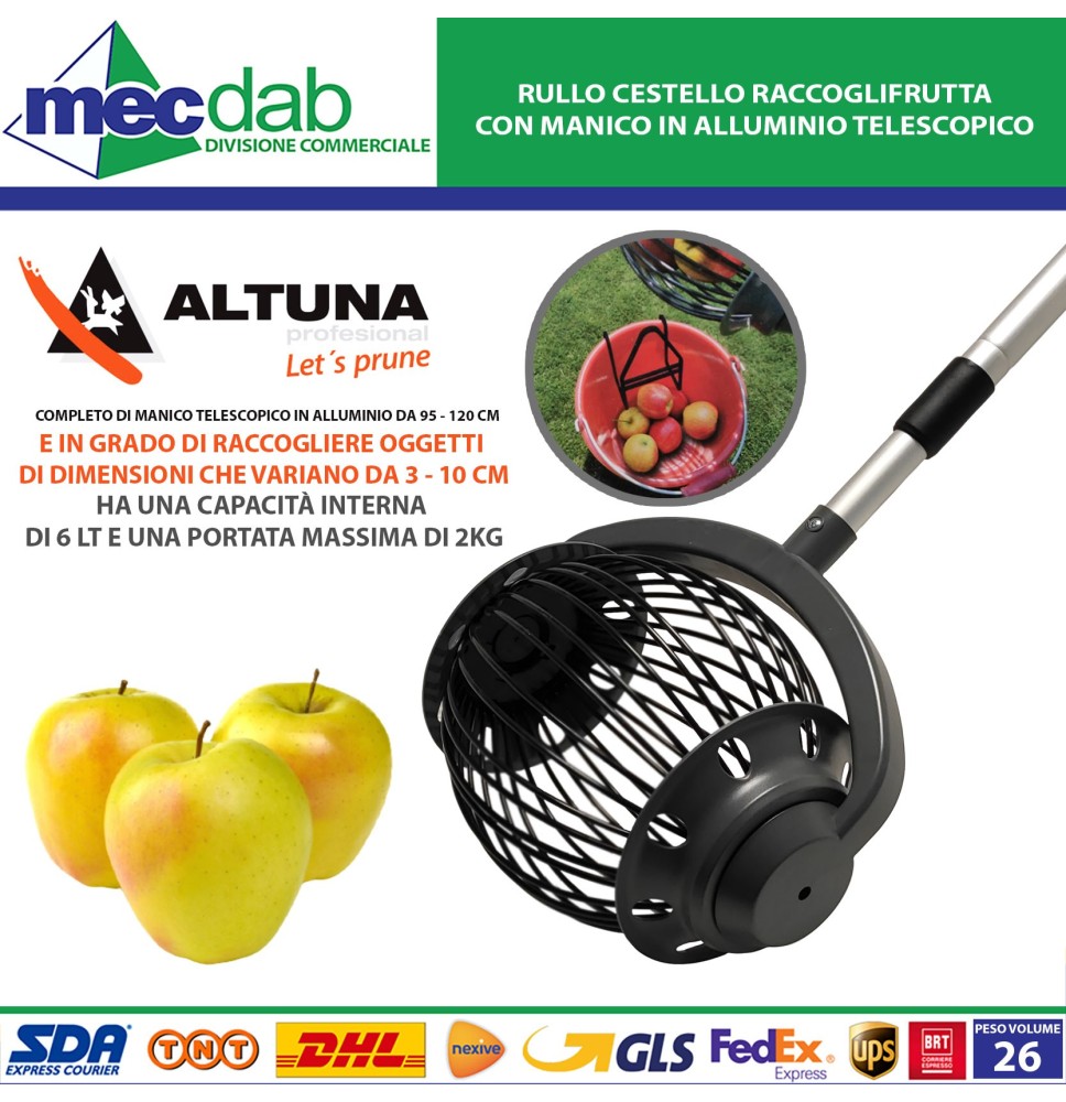 Rullo Cestello Raccoglifrutta con Manico in Alluminio Telescopico Altuna|43,00 €