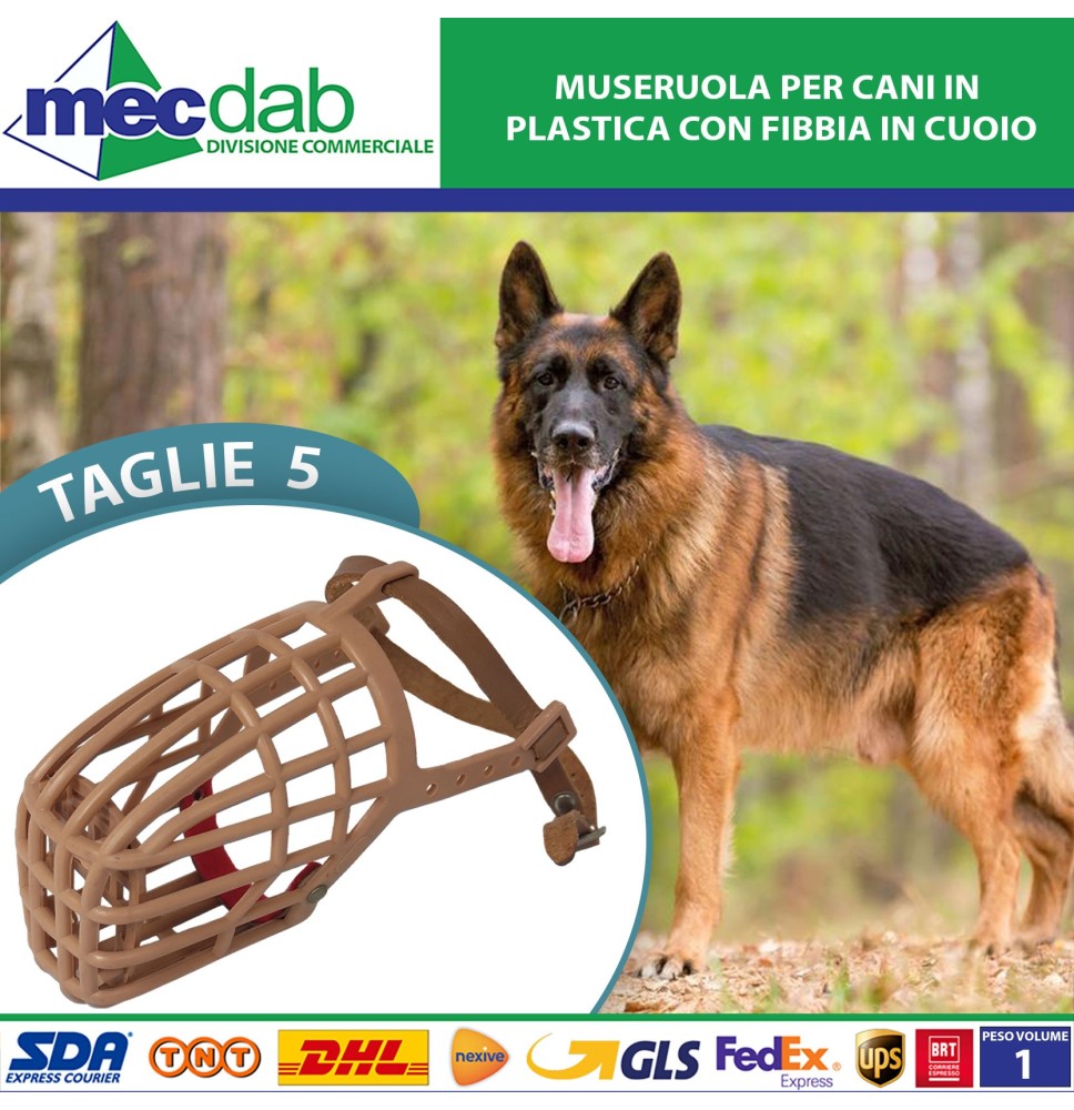 Museruola per Cani in Plastica con Fibbia in Cuoio Varie Taglie|3,90 €