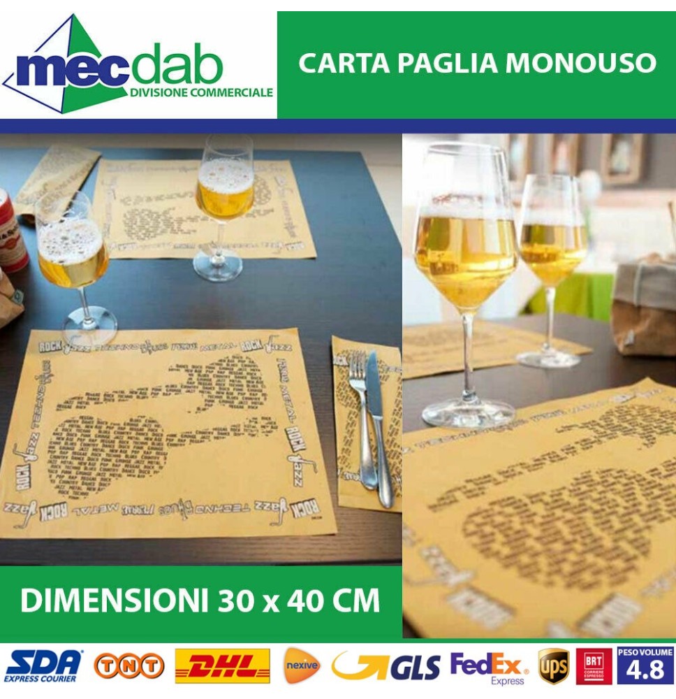 Tovagliette In Carta Paglia Per Pizzeria Pub Ristoranti 30 x 40 Cm 500 Pezzi|11,50 €