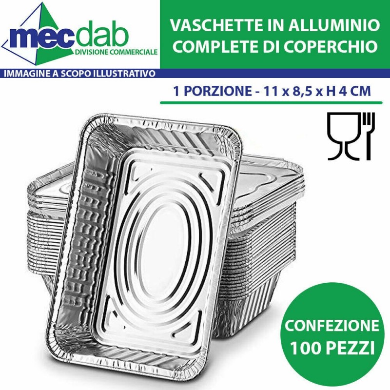 Vaschette per Alimenti in Alluminio con Coperchio 100 Pezzi Varie Porzioni | Mec.Dab SRL | Generica - Senza MarcaHotel, Restaurant & Café |